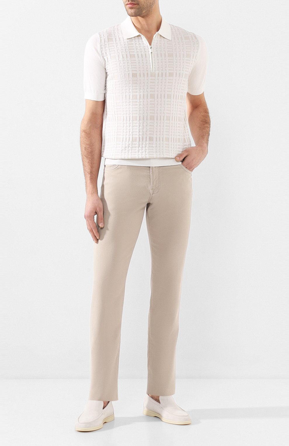 Поло с отделкой из кожи аллигатора ZILLI, арт. MBT-PZ092-CR0C1/MC03/AMIS, фото 2