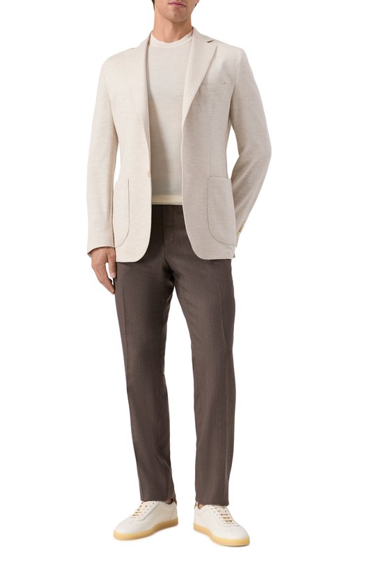 Кожаные кеды Brunello Cucinelli MZUKSGJ336 Кремовый  MZUKSGJ336 Фото 2