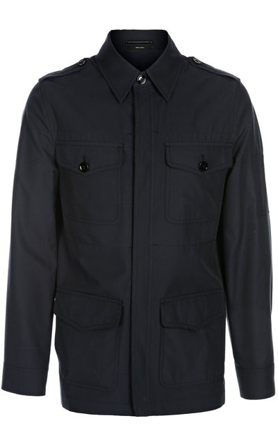 Хлопковая куртка-сафари на пуговицах TOM FORD темно-синего цвета по цене 230500 руб., арт. BI068TF0394, фото 1 Хлопковая куртка-сафари на пуговицах TOM FORD, арт. BI068TF0394, фото 1