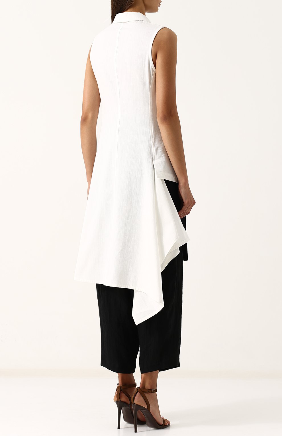 Однотонный хлопковый жилет асимметричного кроя YOHJI YAMAMOTO, арт. NW-J01-002, фото 4