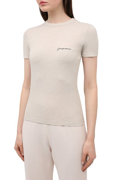 Футболка JACQUEMUS бежевого цвета по цене 11350 руб., арт. 211JS03/227800, фото 3 Футболка JACQUEMUS, арт. 211JS03/227800, фото 3