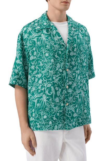 Льняная рубашка KITON зеленого цвета по цене 121000 руб., арт. UMC028H09717, фото 3 Льняная рубашка KITON, арт. UMC028H09717, фото 3