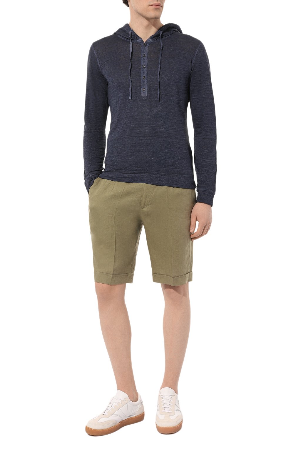 Льняной лонгслив-хенли 120% LINO темно-синего цвета по цене 26350 руб., арт. 31ALIM7553/000E908/S00, фото 2 Льняной лонгслив-хенли 120% LINO, арт. 31ALIM7553/000E908/S00, фото 2