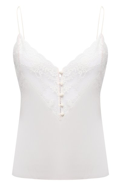 Шелковый топ SAINT LAURENT белого цвета по цене 115500 руб., арт. 648880/Y7B20, фото 1 Шелковый топ SAINT LAURENT, арт. 648880/Y7B20, фото 1