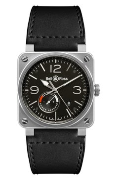 Мужские часы reserve de marche BELL & ROSS бесцветного цвета, арт. BR0397-BL-SI/SCA | Фото 1 (Механизм: Автомат; Материал корпуса: Сталь; Региональные ограничения белый список (Axapta Mercury): Не проставлено; Цвет циферблата: Чёрный; Нос: Не проставлено; Ограничения доставки: m-style)