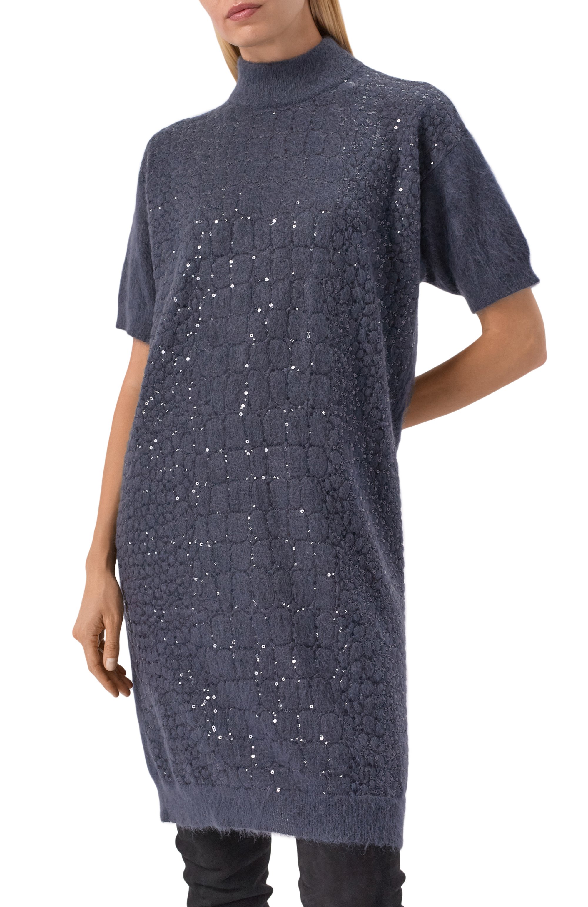 Платье из шерсти и кашемира BRUNELLO CUCINELLI синего цвета по цене 369500 руб., арт. MBP240A94P, фото 3 Платье из шерсти и кашемира BRUNELLO CUCINELLI, арт. MBP240A94P, фото 3