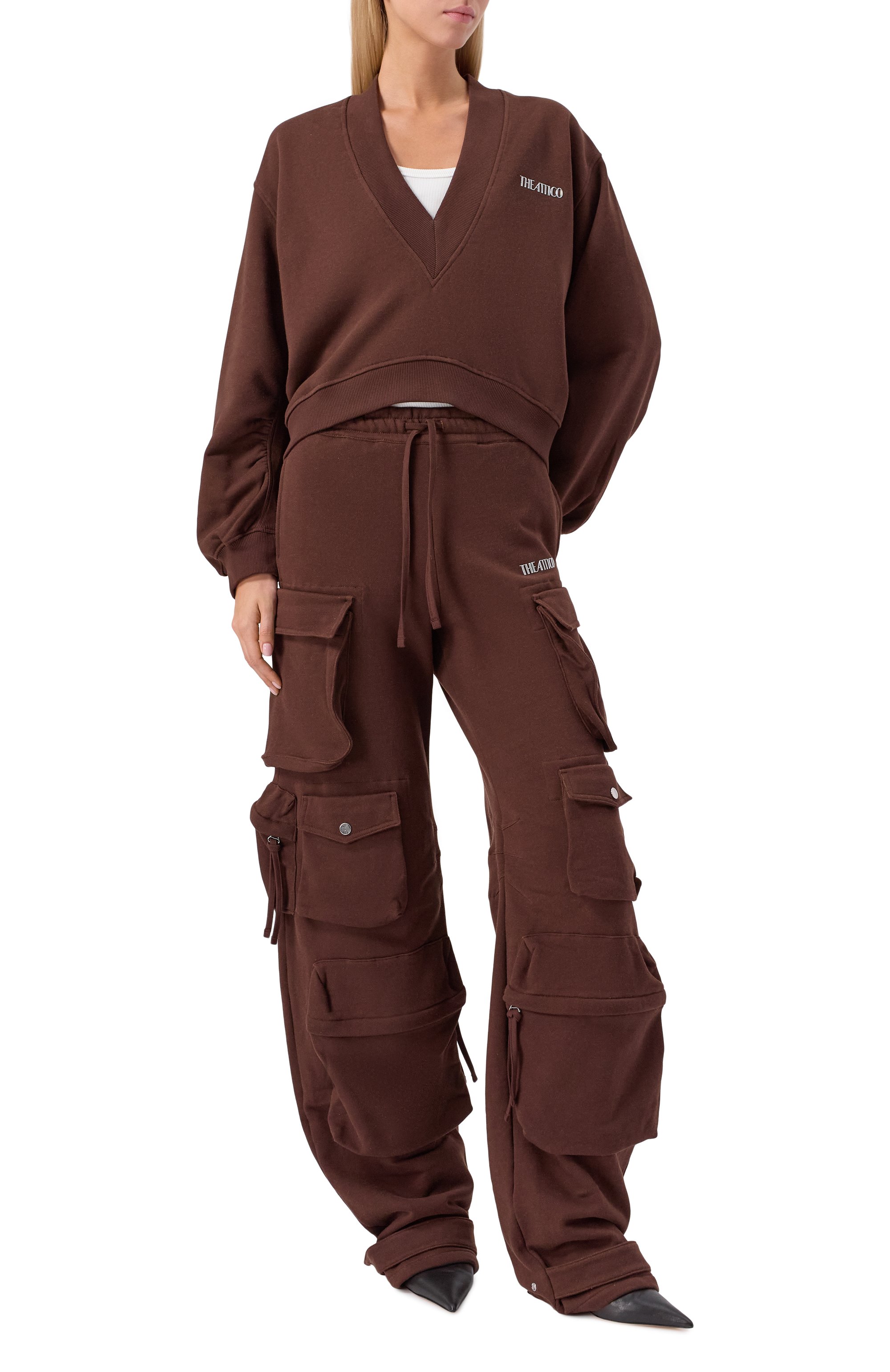 Хлопковый свитшот THE ATTICO коричневого цвета по цене 64150 руб., арт. 251WCF00010/JJF007AA, фото 2 Хлопковый свитшот THE ATTICO, арт. 251WCF00010/JJF007AA, фото 2