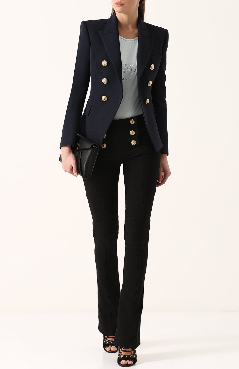 Хлопковый топ с круглым вырезом и логотипом бренда BALMAIN, арт. 128535/326I, фото 2