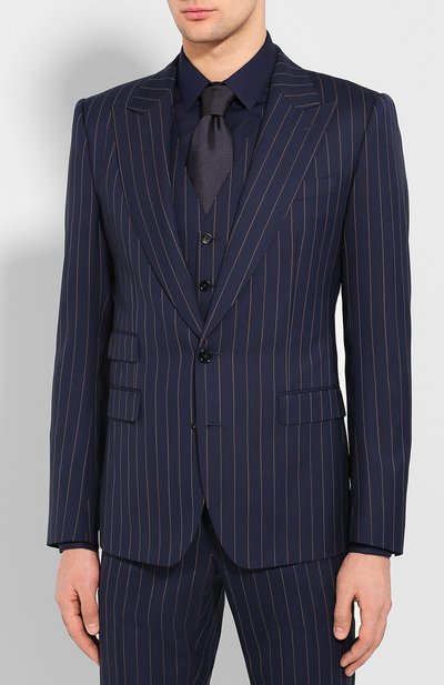 Шерстяной костюм-тройка DOLCE & GABBANA синего цвета по цене 343500 руб., арт. GKC8MT/FR3E3, фото 2 Шерстяной костюм-тройка DOLCE & GABBANA, арт. GKC8MT/FR3E3, фото 2