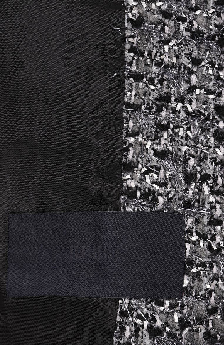 Женский твидовый жакет JUUN.J серого цвета, арт. JW4X11W52 | Фото 7 (Рукава: Длинные; Длина (для топов): Стандартные; Материал внешний: Шерсть, Синтетический материал; 1-2-бортные: Однобортные; Женское Кросс-КТ: Жакет-одежда; Кросс-КТ: костюм; Стили: Ретро)