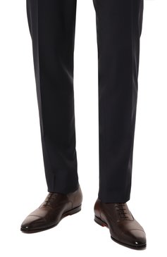 Мужские кожаные оксфорды levante SANTONI темно-коричневого цвета, арт. MCLG17801SA3BSG8T50 | Фото 3 (Материал внутренний: Натуральная кожа; Материал сплава: Проставлено; Нос: Не проставлено; Стили: Классический; Материал внешний: Натуральная кожа)