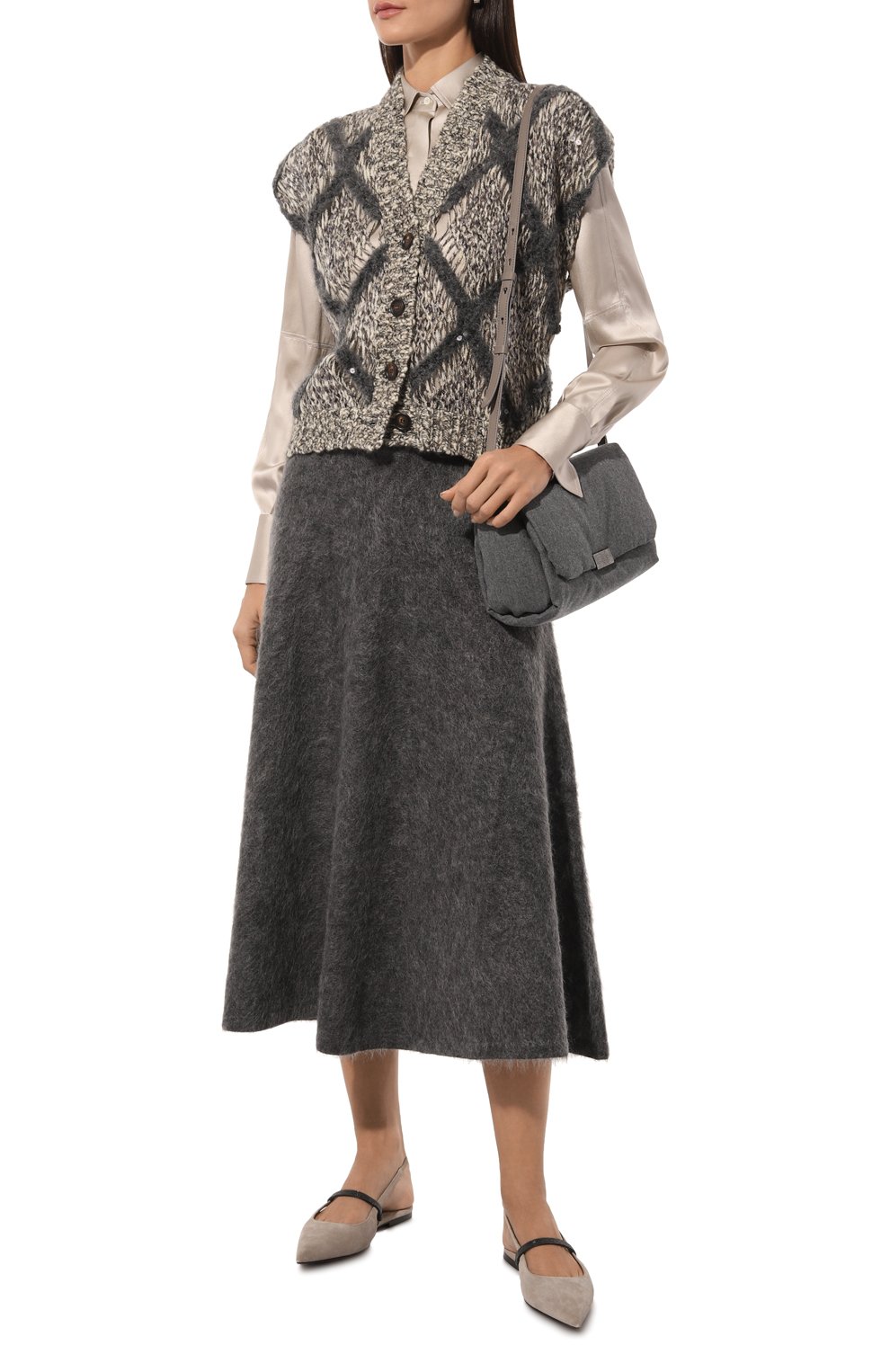 Юбка из шерсти и кашемира BRUNELLO CUCINELLI серого цвета по цене 162500 руб., арт. MBP143789, фото 2 Юбка из шерсти и кашемира BRUNELLO CUCINELLI, арт. MBP143789, фото 2