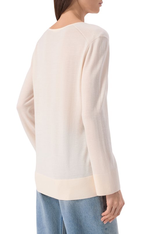 Пуловер из шерсти и шелка 12 STOREEZ 135839 Кремовый  135839 Фото 4