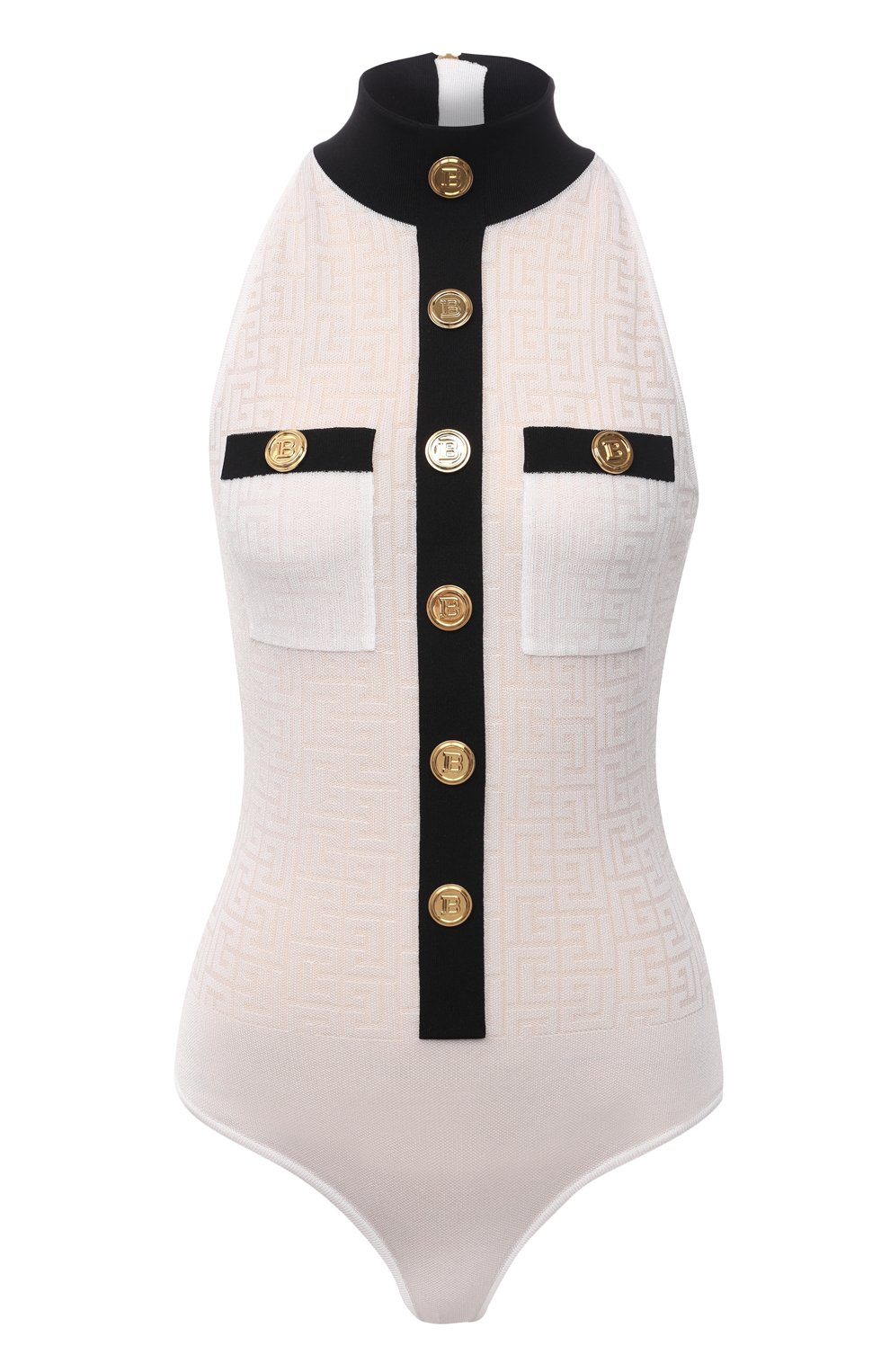 Боди из вискозы BALMAIN белого цвета по цене 154500 руб., арт. WF1BA070/K249, фото 1 Боди из вискозы BALMAIN, арт. WF1BA070/K249, фото 1