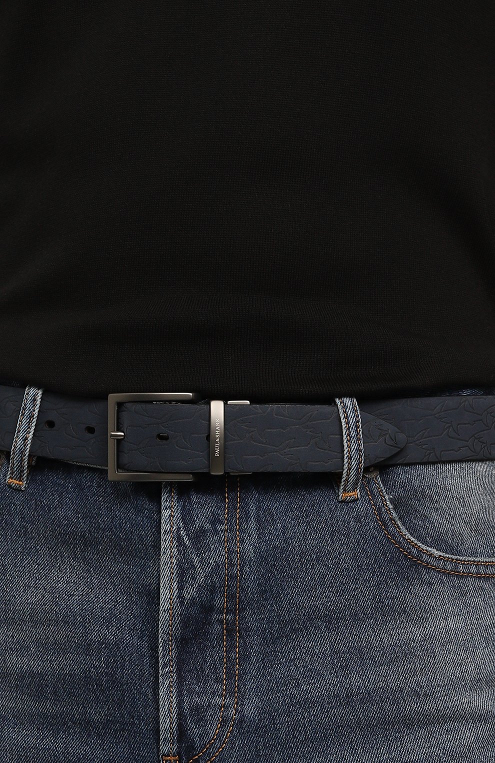 Кожаный ремень PAUL&SHARK темно-синего цвета по цене 22100 руб., арт. 13316006, фото 2 Кожаный ремень PAUL&SHARK, арт. 13316006, фото 2