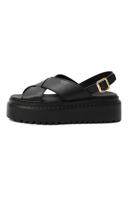 Кожаные сандалии Prada 1X925N/7V6 Чёрный  1X925N/7V6 Фото 4