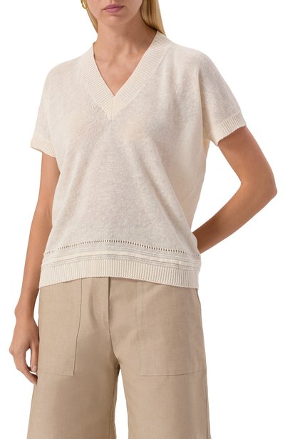 Пуловер изо льна и хлопка MVST кремового цвета по цене 94150 руб., арт. WS61-616MU, фото 3 Пуловер изо льна и хлопка MVST, арт. WS61-616MU, фото 3