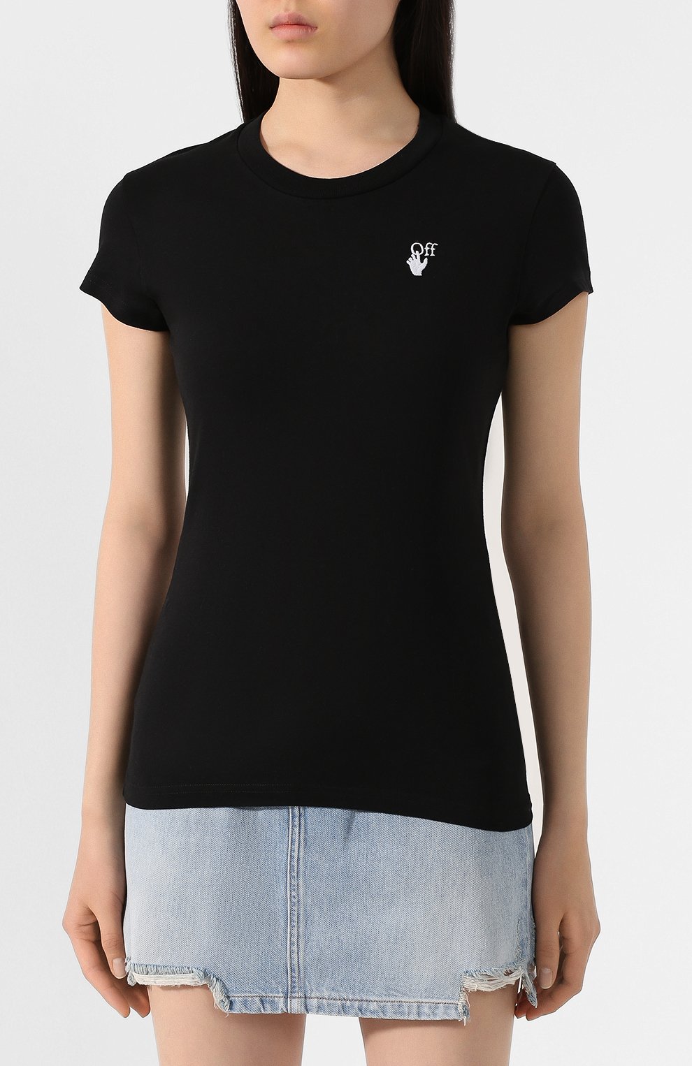 Хлопковая футболка OFF-WHITE черного цвета по цене 21250 руб., арт. 0WAA040T20JER0031001, фото 3 Хлопковая футболка OFF-WHITE, арт. 0WAA040T20JER0031001, фото 3