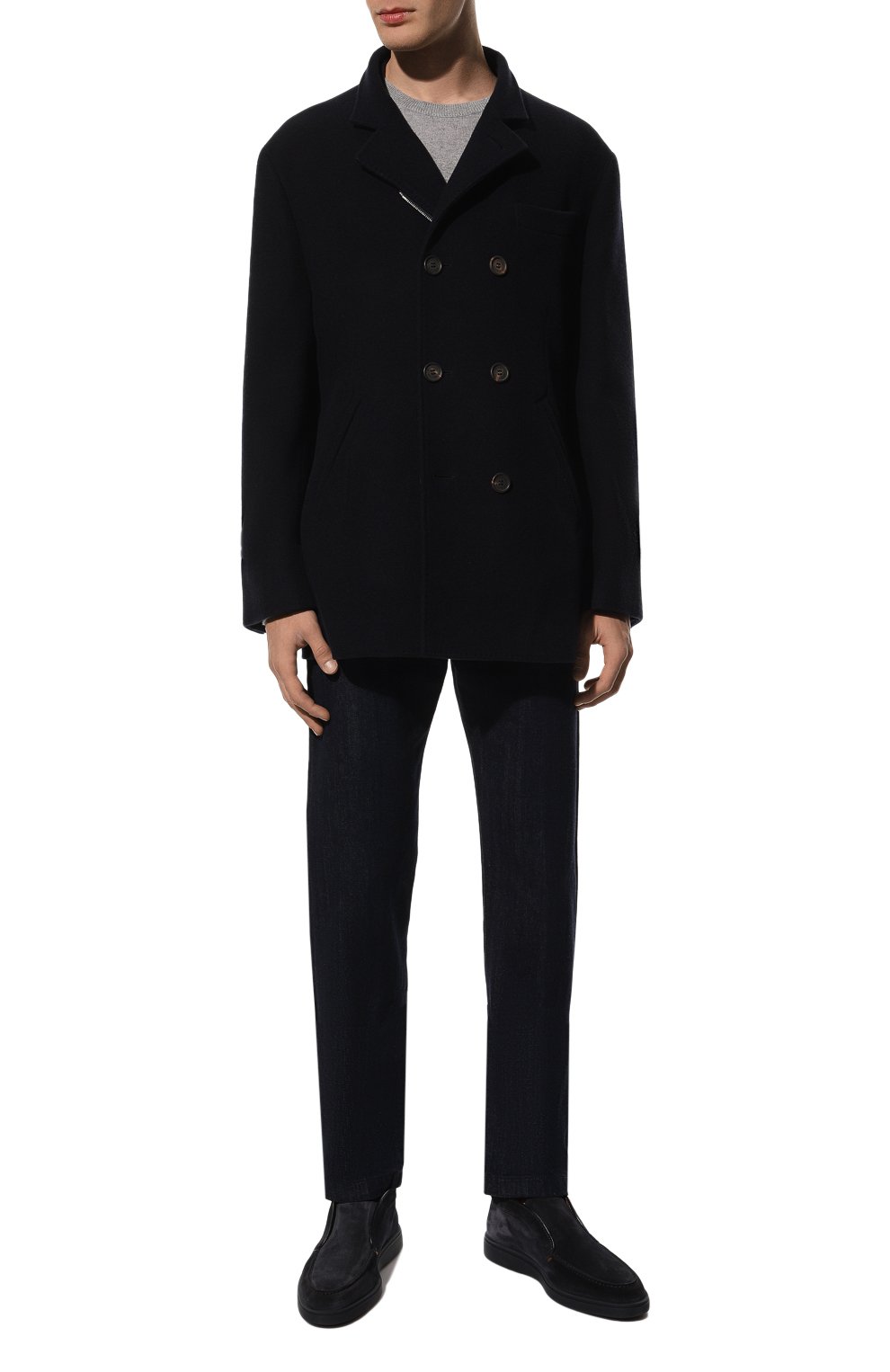 Замшевые ботинки detroit SANTONI темно-синего цвета по цене 67850 руб., арт. MGDG1782300TEGEXU60, фото 2 Замшевые ботинки detroit SANTONI, арт. MGDG1782300TEGEXU60, фото 2