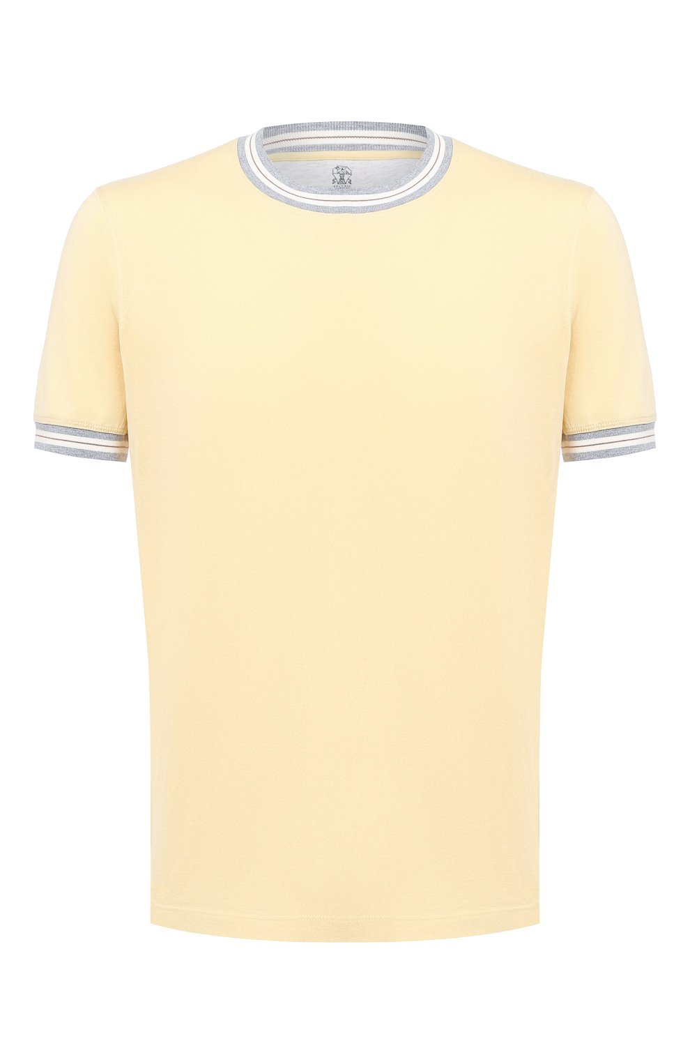 Хлопковая футболка BRUNELLO CUCINELLI желтого цвета по цене 48200 руб., арт. M0T611620, фото 1 Хлопковая футболка BRUNELLO CUCINELLI, арт. M0T611620, фото 1