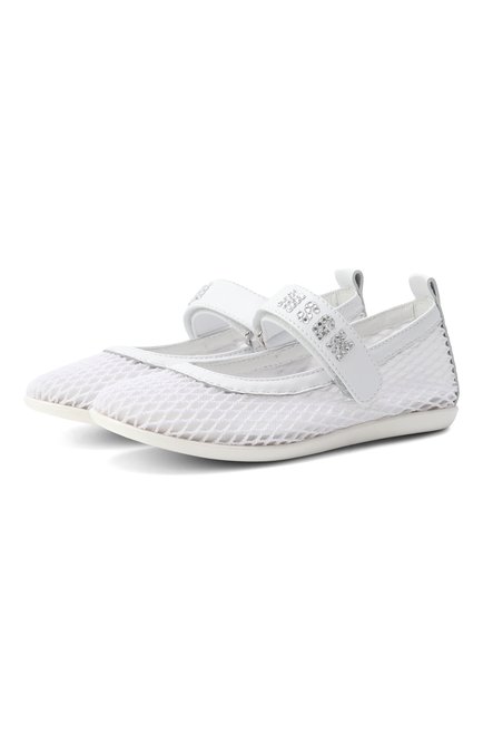 Детские балетки MSGM KIDS белого цвета, арт. 79807/VAR2/28-35 | Фото 1 (Нос: Не проставлено; Материал внешний: Натуральная кожа, Текстиль; Материал сплава: Проставлено; Материал внутренний: Натуральная кожа)