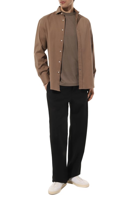 Хлопковая рубашка Brunello Cucinelli MW6040028 Коричневый  MW6040028 Фото 2
