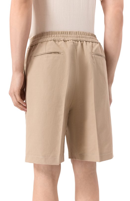 Шорты изо льна и хлопка Brioni RP3G0L/PA106 Бежевый  RP3G0L/PA106 Фото 4