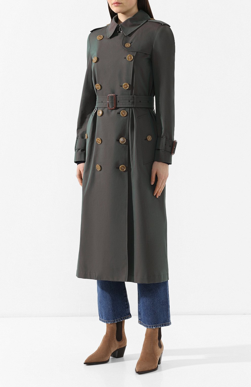 Хлопковое пальто с поясом BURBERRY, арт. 4077183, фото 3