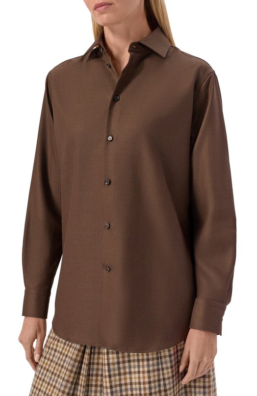 Шерстяная рубашка Loro Piana FAP7674 Коричневый  FAP7674 Фото 3