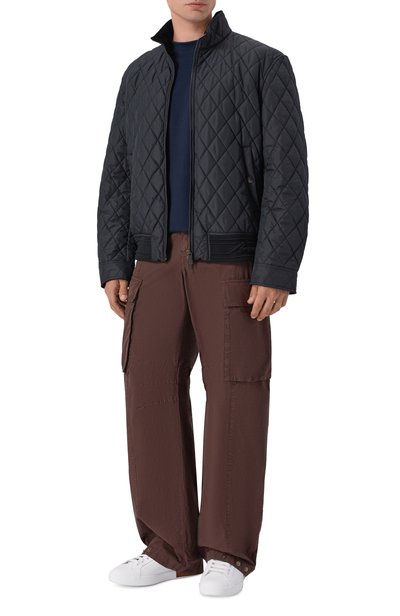 Хлопковая футболка BURBERRY темно-синего цвета по цене 59950 руб., арт. 8130144, фото 2 Хлопковая футболка BURBERRY, арт. 8130144, фото 2