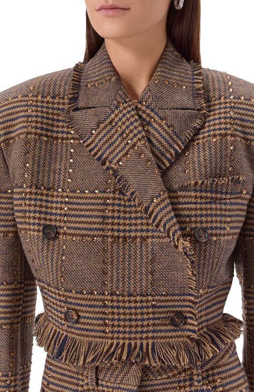 Жакет с отделкой стразами Giuseppe di Morabito 05FWJA111C 05307 Коричневый  05FWJA111C 05307 Фото 5