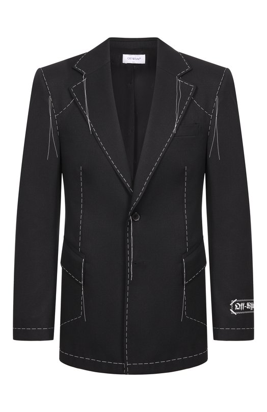 Шерстяной пиджак Off-White 0MEN09HF25FAB001 Чёрно-белый 0MEN09HF25FAB001