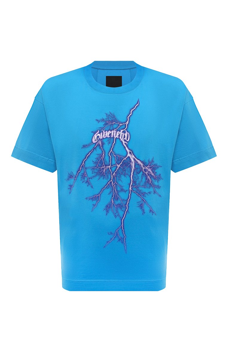 Мужская хлопковая футболка GIVENCHY голубого цвета, арт. BM71JB3YJA | Фото 1 (Рукава: Короткие; Длина (для топов): Стандартные; Материал внешний: Хлопок; Стили: Гранж; Принт: С принтом; Мужское Кросс-КТ: Футболка-одежда; Кросс-КТ: Джерси; Автоматизация ТО: Проставлено; Детали: Без декора; Автоматизация состава: Проставлено)