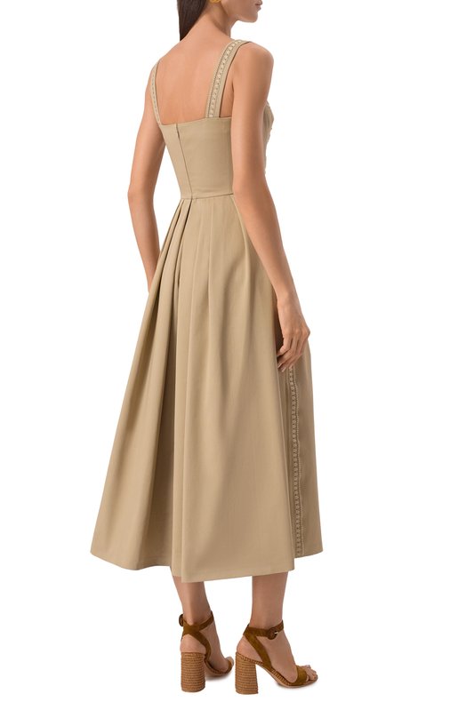 Хлопковое платье Elie Saab D0558ES25 Бежевый  D0558ES25 Фото 4