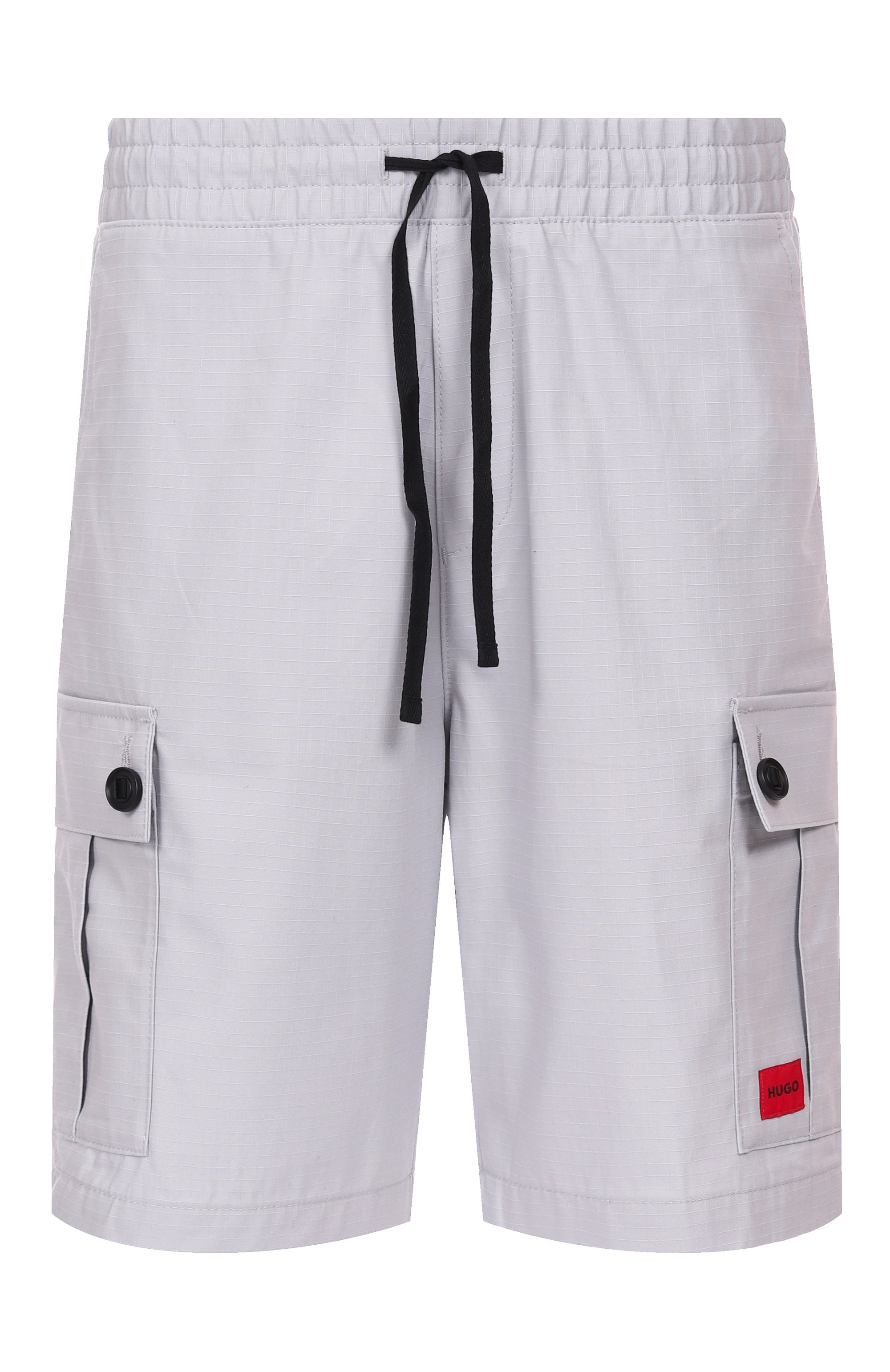 Хлопковые шорты HUGO светло-серого цвета по цене 14950 руб., арт. 50510594, фото 1 Хлопковые шорты HUGO, арт. 50510594, фото 1