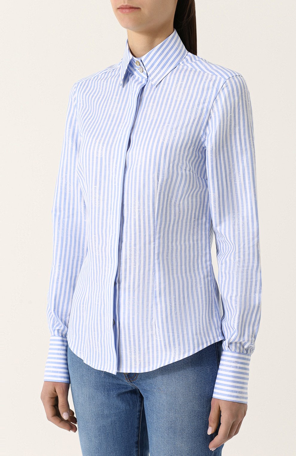 Рубашка из хлопка и льна KITON, арт. D40415H0635001002, фото 3