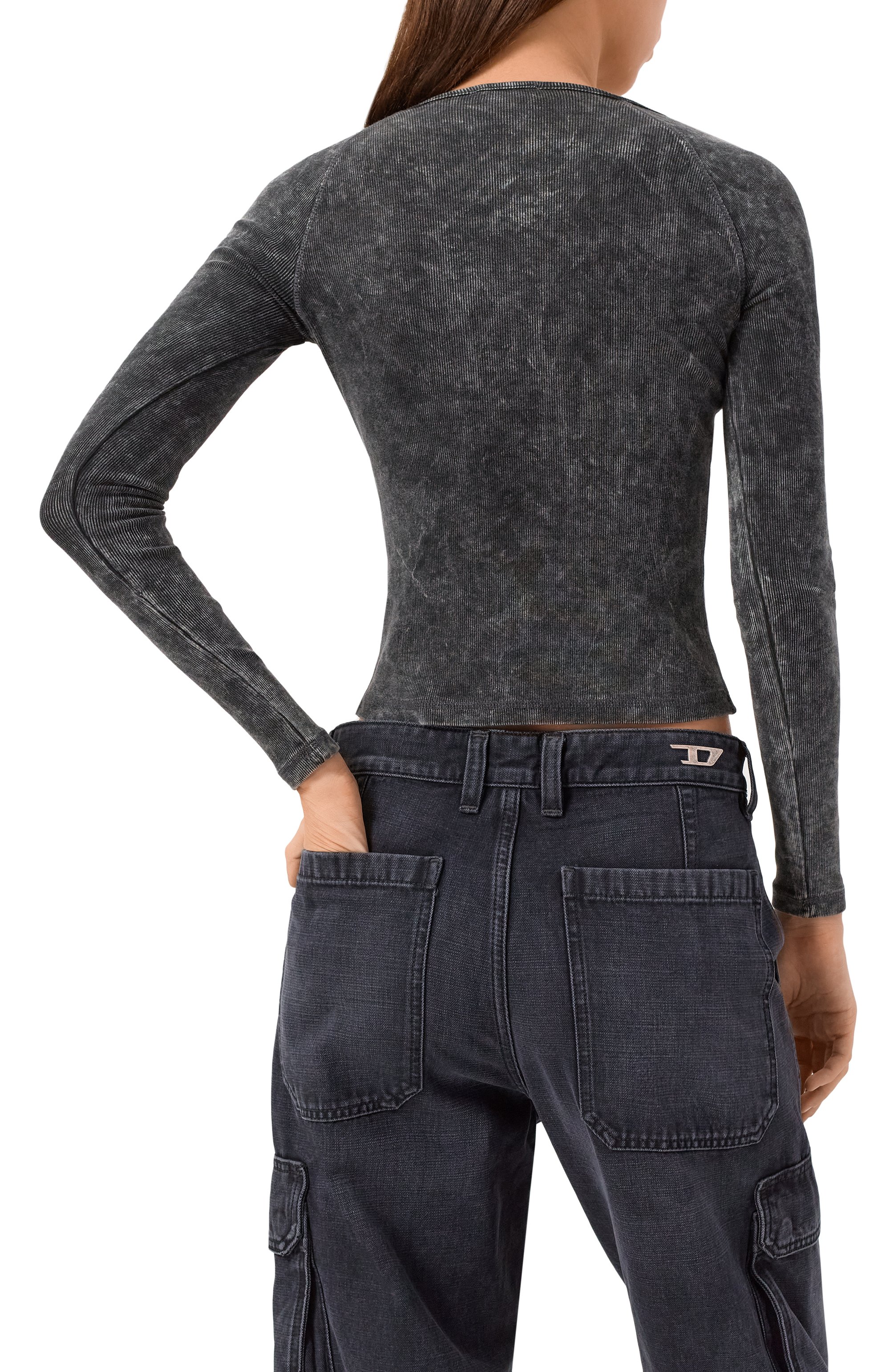 Хлопковый топ DIESEL темно-серого цвета по цене 23800 руб., арт. A14424/0KHAS, фото 4 Хлопковый топ DIESEL, арт. A14424/0KHAS, фото 4