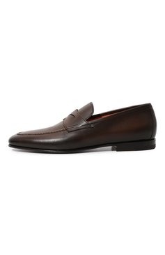 Мужские кожаные пенни-лоферы SANTONI темно-коричневого цвета, арт. MCNG15609SA3BSG8 | Фото 4 (Материал сплава: Проставлено; Нос: Не проставлено; Материал внутренний: Натуральная кожа; Стили: Кэжуэл; Материал внешний: Натуральная кожа)