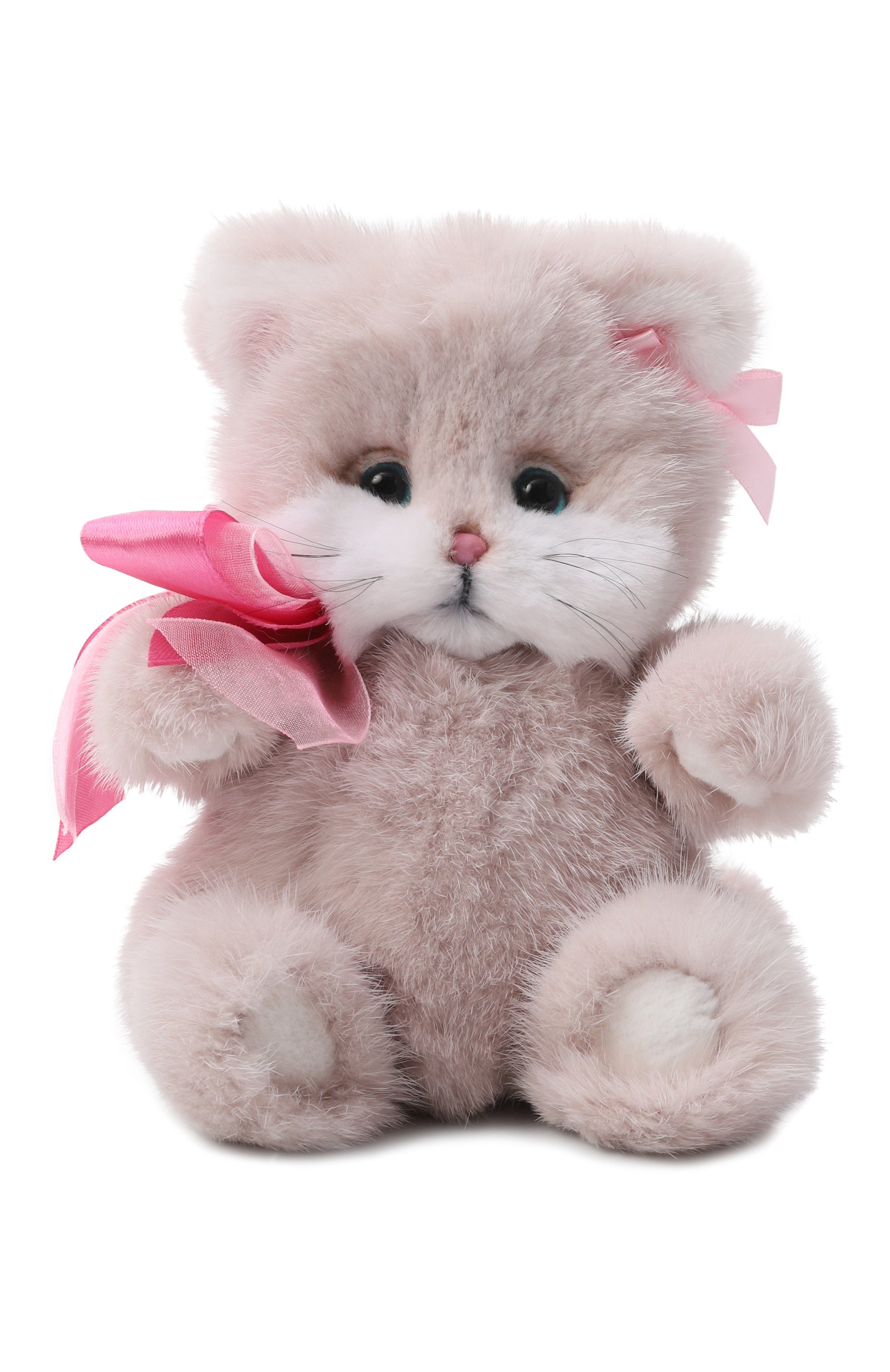 Мягкая игрушка из норки котик тедди CAROLON светло-розового цвета по цене 32000 руб., арт. МИ-25-В-001-10, фото 1 Мягкая игрушка из норки котик тедди CAROLON, арт. МИ-25-В-001-10, фото 1