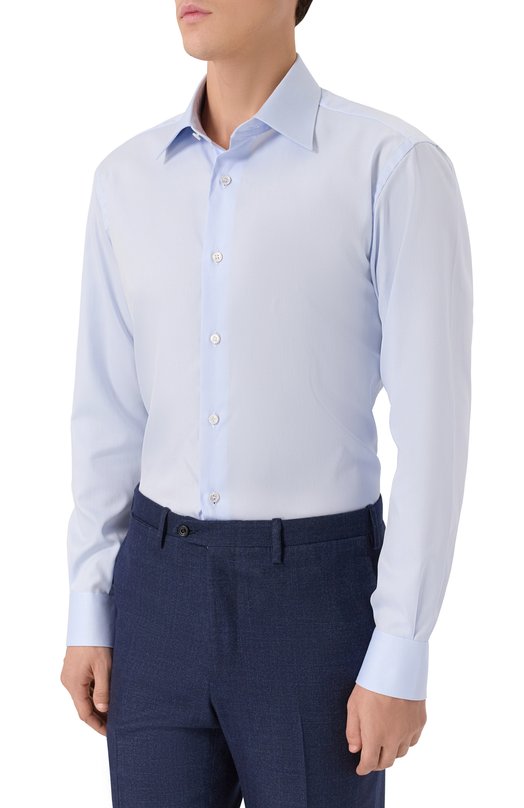 Хлопковая сорочка Brioni RCB40M/PB03R Голубой  RCB40M/PB03R Фото 3