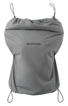 Женский хлопковый топ BALENCIAGA серого цвета, арт. 809439/TRM13 | Фото 1 (Драгоценные камни: Проставлено; Материал сплава: Проставлено; Длина (для топов): Стандартные; Рукава: Без рукавов; Стили: Гранж; Материал внешний: Хлопок)