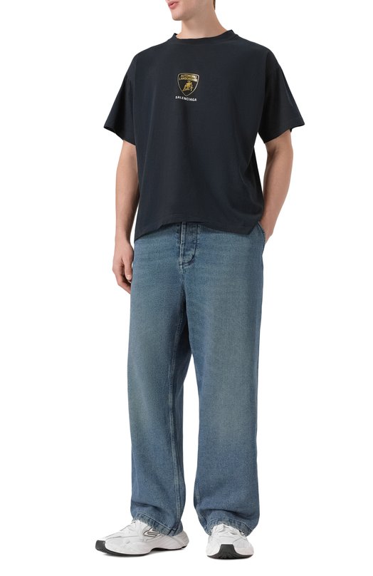 Хлопковая футболка Balenciaga x Automobili Lamborghini Balenciaga 826346/TSVQ9 Серый  826346/TSVQ9 Фото 2