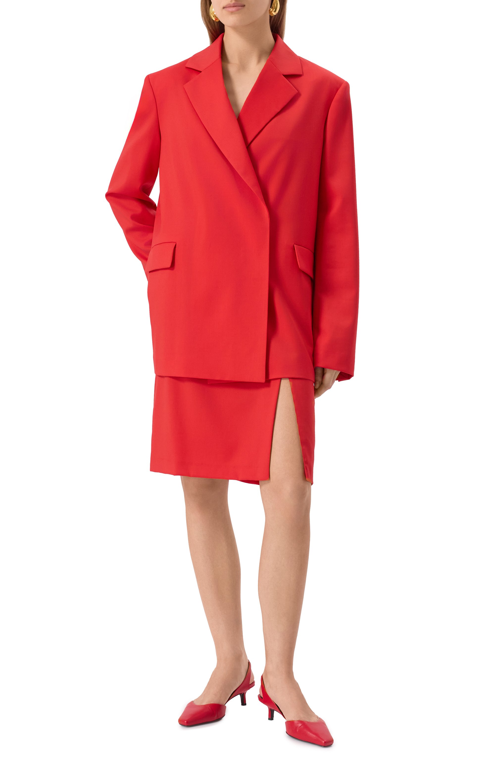 Шерстяная юбка LOULOU DE SAISON красного цвета по цене 34450 руб., арт. INGRID, фото 2 Шерстяная юбка LOULOU DE SAISON, арт. INGRID, фото 2