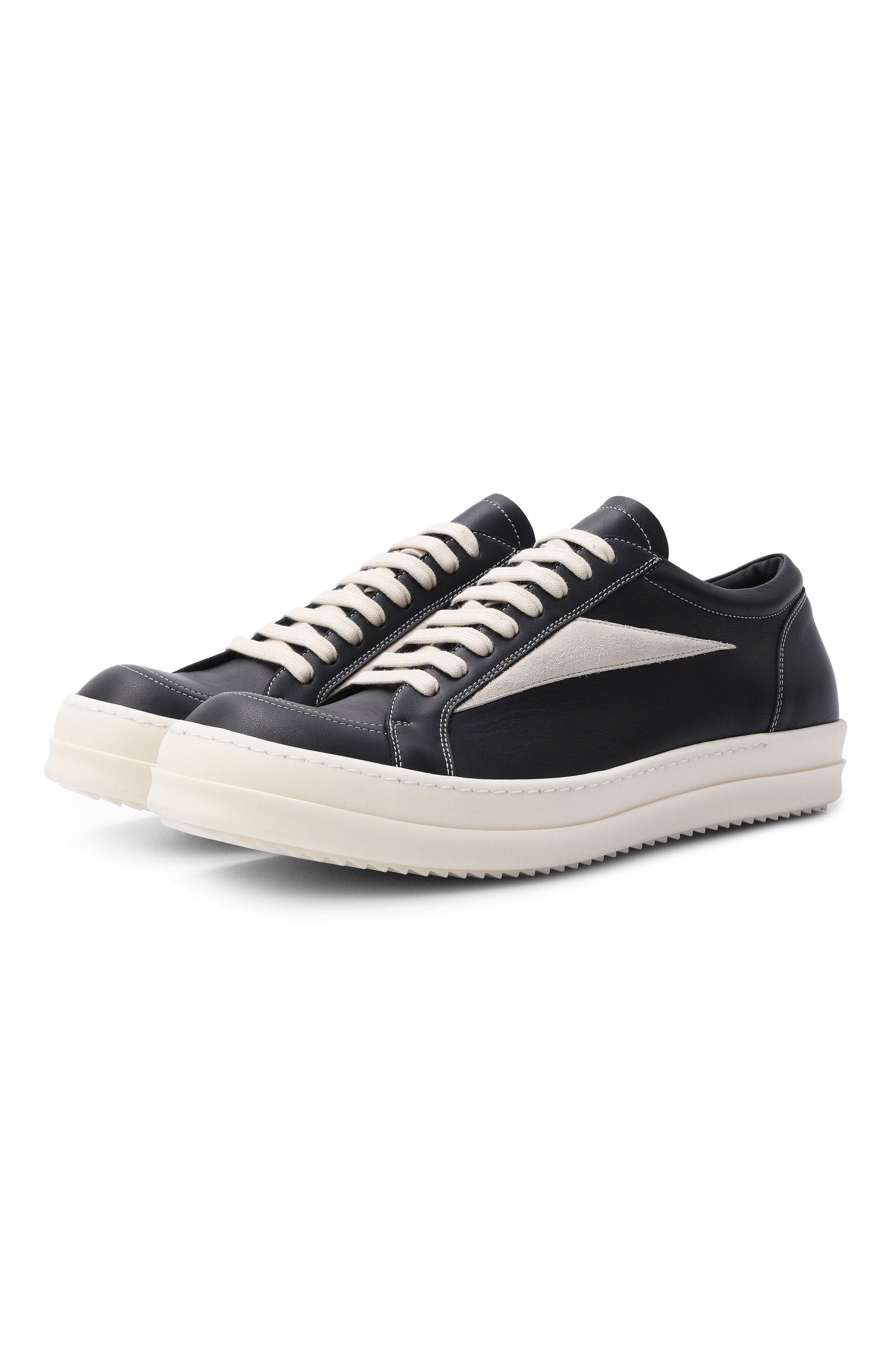 Кожаные кеды lido vintage RICK OWENS черно-белого цвета по цене 99500 руб., арт. RU02F4897/LC0LVS, фото 1 Кожаные кеды lido vintage RICK OWENS, арт. RU02F4897/LC0LVS, фото 1