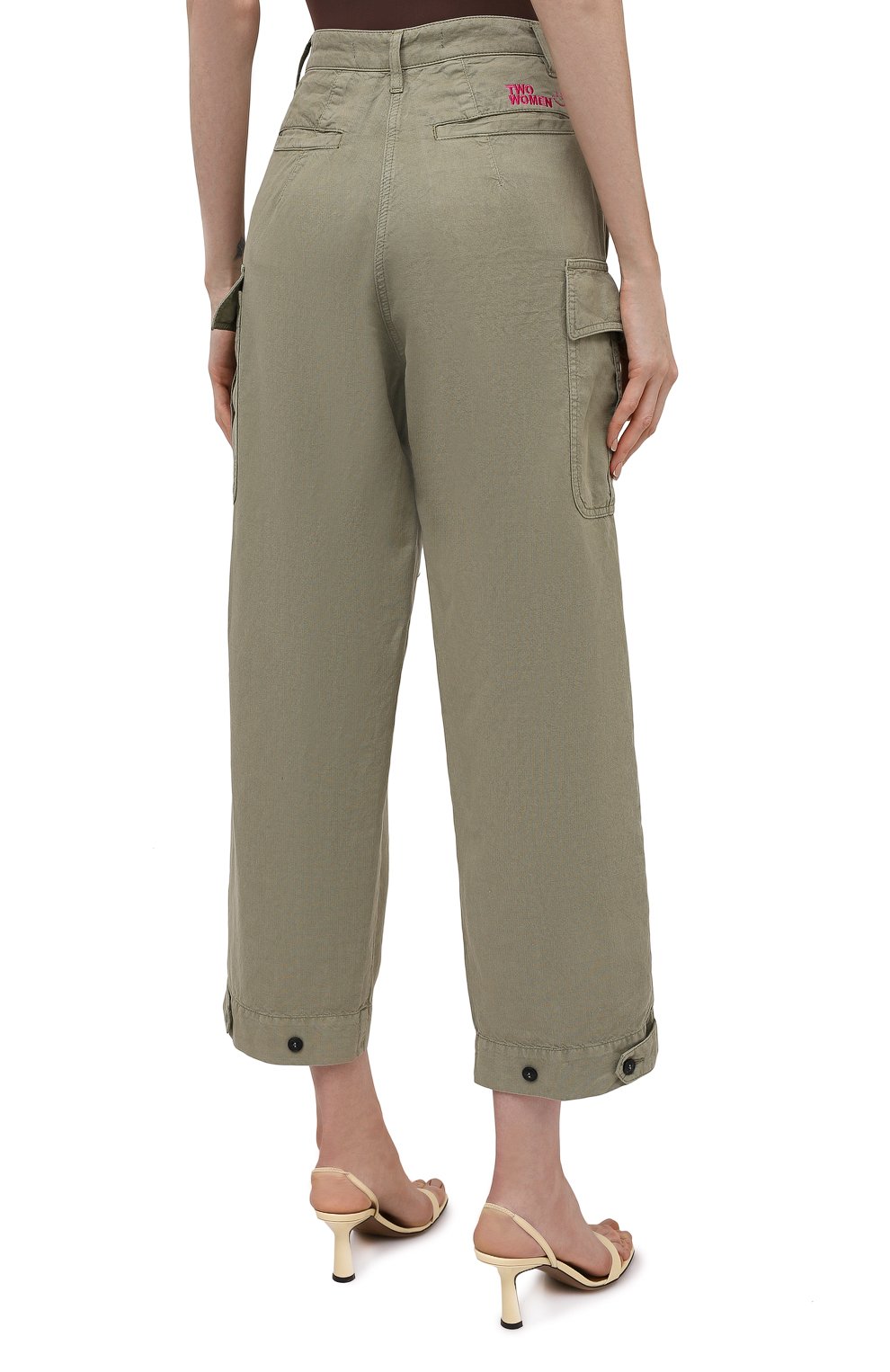 Хлопковые брюки TWO WOMEN IN THE WORLD хаки цвета по цене 27830 руб., арт. A12CT3 Alva, фото 4 Хлопковые брюки TWO WOMEN IN THE WORLD, арт. A12CT3 Alva, фото 4