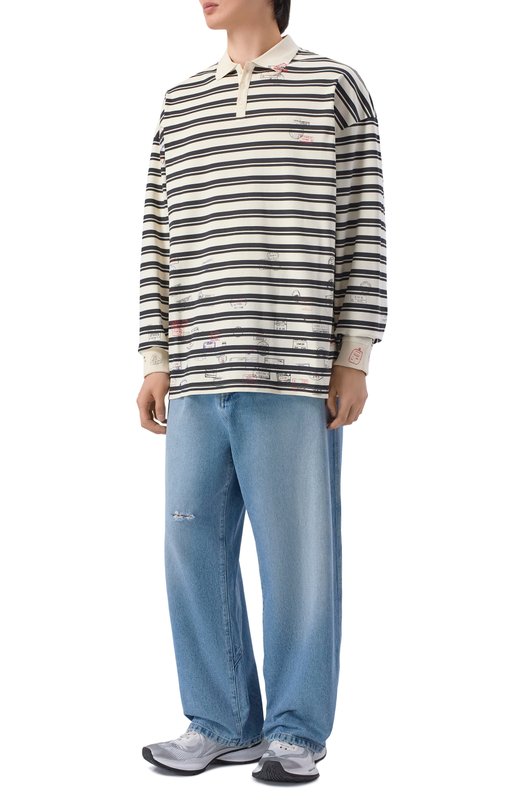 Хлопковое поло VETEMENTS ME76P0231WB/26430 JERSEY Чёрно-белый  ME76P0231WB/26430 JERSEY Фото 2