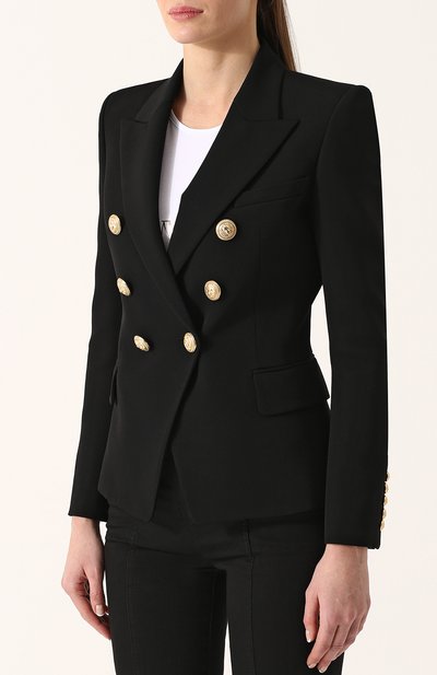 Приталенный двубортный жакет с контрастными пуговицами BALMAIN, арт. 127212/167L, фото 3