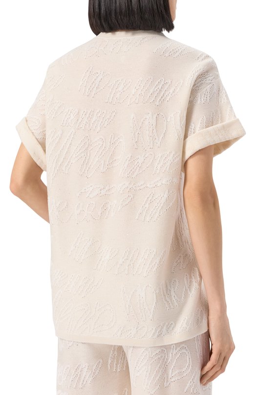 Футболка из хлопка и вискозы AND the brand S25-TS014S-1204-101 Кремовый  S25-TS014S-1204-101 Фото 4