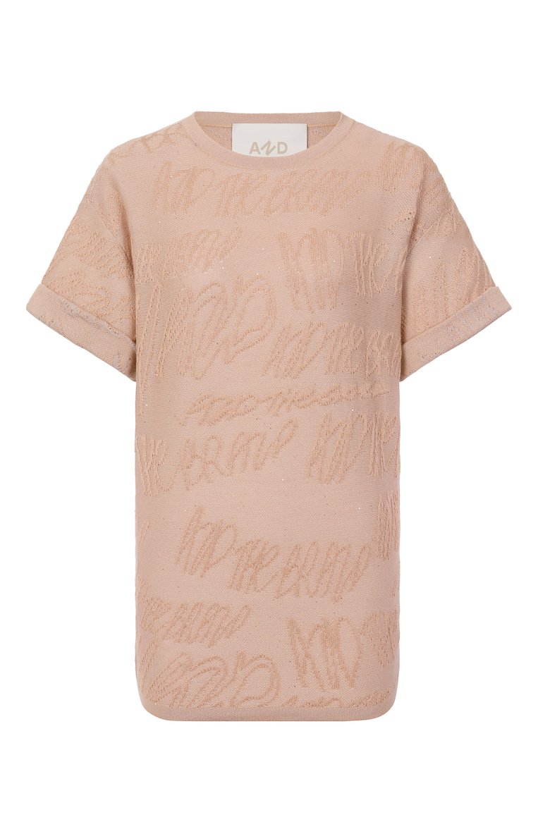 Женская футболка из хлопка и вискозы AND THE BRAND бежевого цвета, арт. S25-TS014S-1204-301 | Фото 1 (Материал внешний: Хлопок, Вискоза; Длина (для топов): Стандартные; Рукава: Короткие; Стили: Кэжуэл; Женское Кросс-КТ: Футболка-одежда; Принт: Без принта)