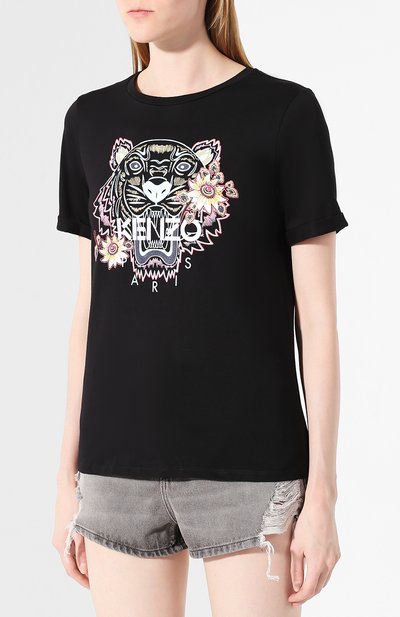 Хлопковая футболка KENZO черного цвета по цене 12100 руб., арт. F962TS8124Y0, фото 3 Хлопковая футболка KENZO, арт. F962TS8124Y0, фото 3
